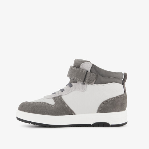 Leren hoge jongens sneakers grijs wit