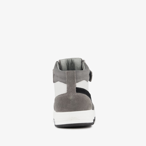 Leren hoge jongens sneakers grijs wit