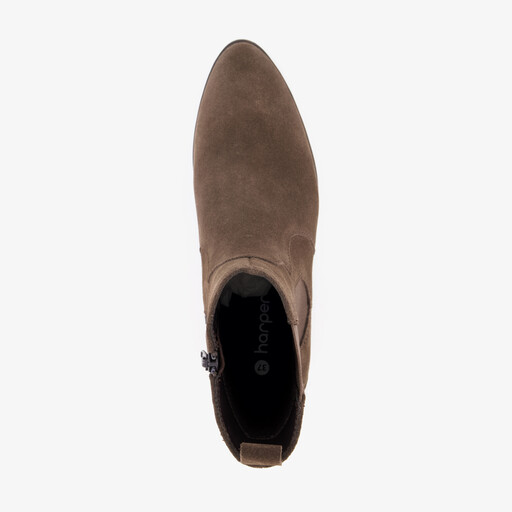 Suede dames Chelsea laarsjes met hak bruin