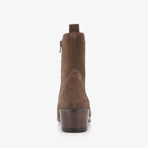 Suede dames Chelsea laarsjes met hak bruin