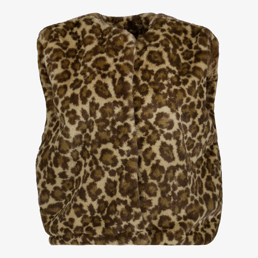 Fake fur dames gilet met luipaardprint