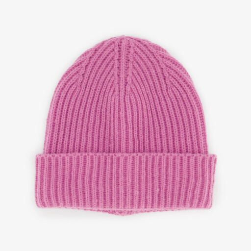 Ribgebreide dames muts roze