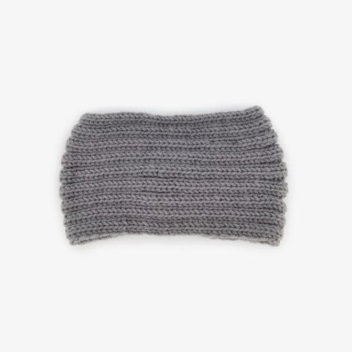 Gebreide dames hoofdband met parels grijs