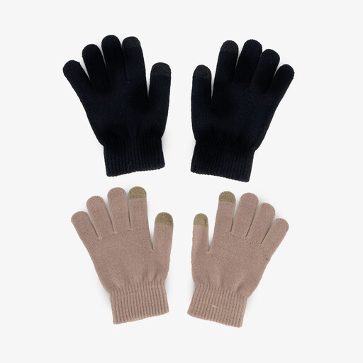 2 paar touchscreen handschoenen zwart beige