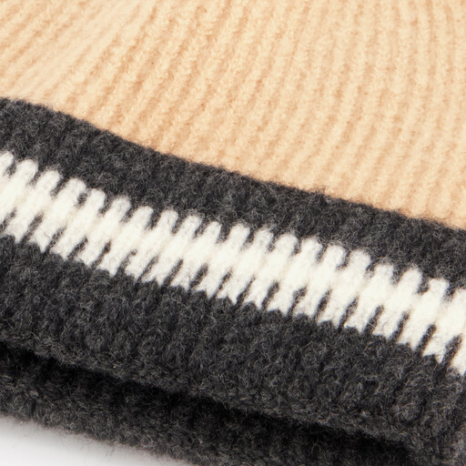 Gebreide heren muts beige zwart