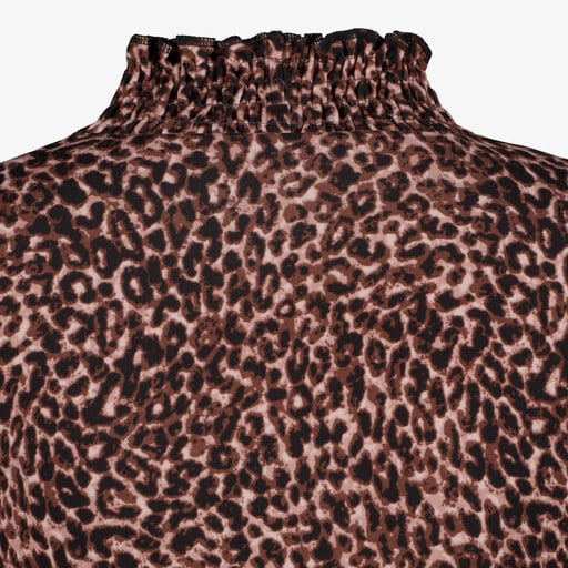 Meisjes top met lange mouwen en panterprint bruin