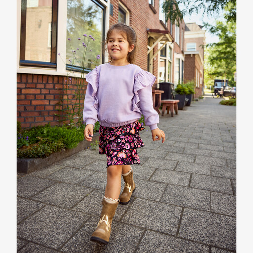 Meisjes sweater met ruches lila