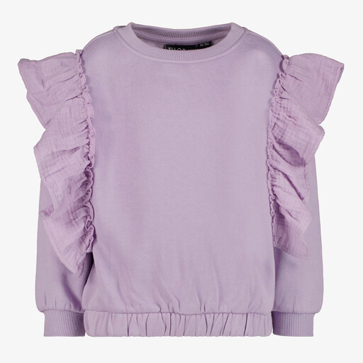 Meisjes sweater met ruches lila