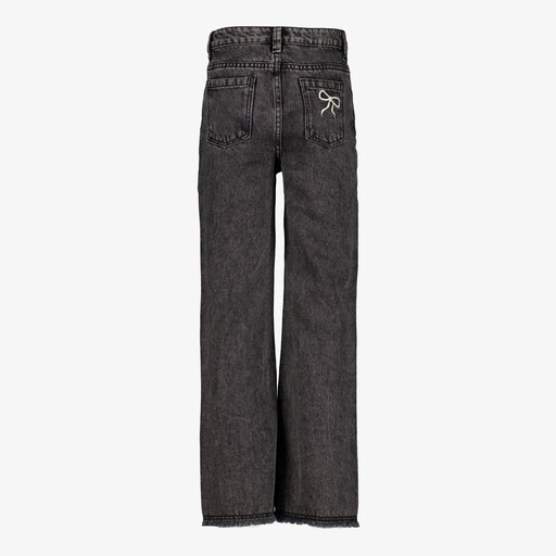Meisjes jeans met strikje donkergrijs