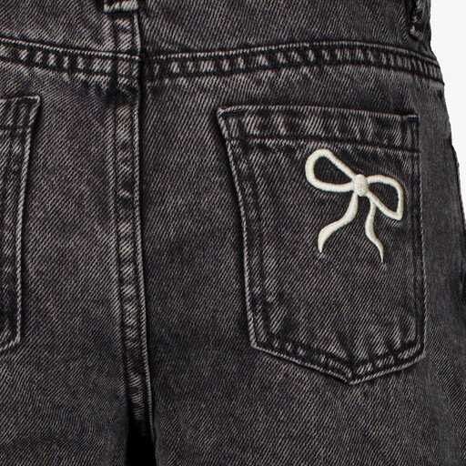 Meisjes jeans met strikje donkergrijs