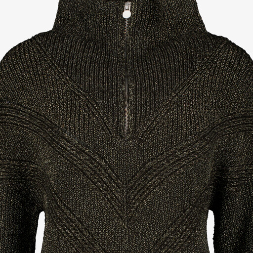 Dames trui met rits en gouden details zwart