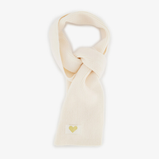 Gebreide meisjes sjaal met hartje wit