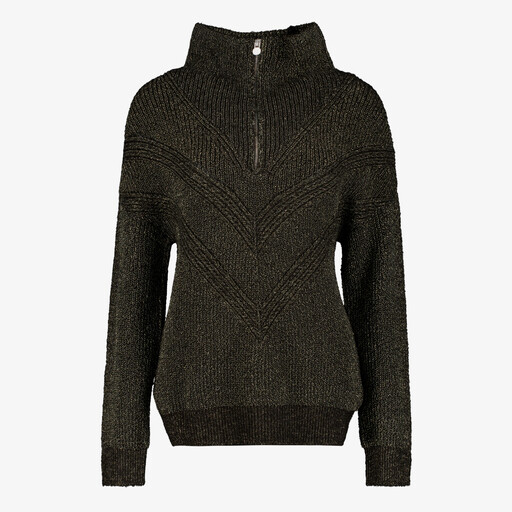 Dames trui met rits en gouden details zwart
