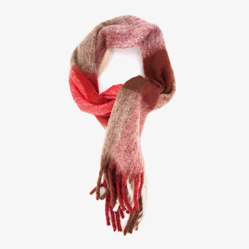 Geblokte dames sjaal bordeaux