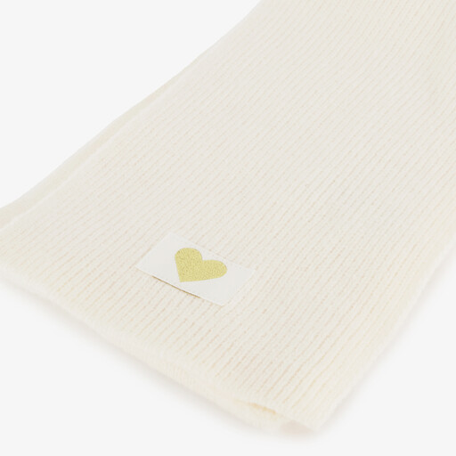 Gebreide meisjes sjaal met hartje wit