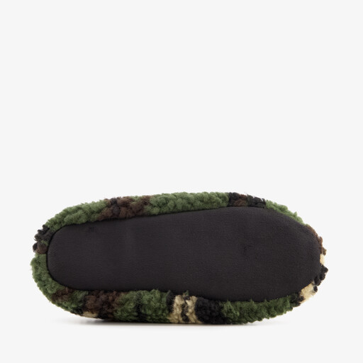 Kinder teddy sloffen met camouflage print groen