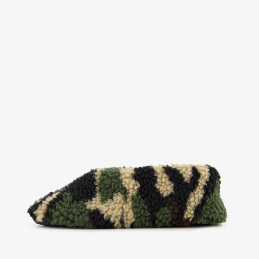 Kinder teddy sloffen met camouflage print groen