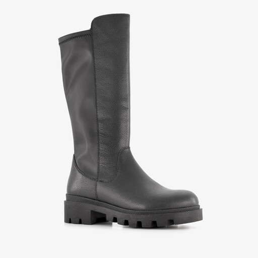 Leren meisjes laarzen hoog zwart