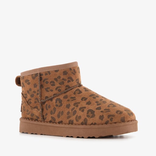 Gevoerde meisjes boots met panterprint bruin