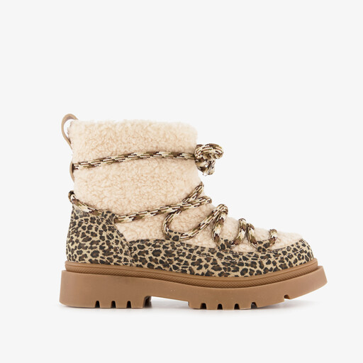 Gevoerde meisjes teddy boots met luipaardprint