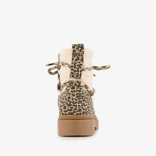Gevoerde meisjes teddy boots met luipaardprint