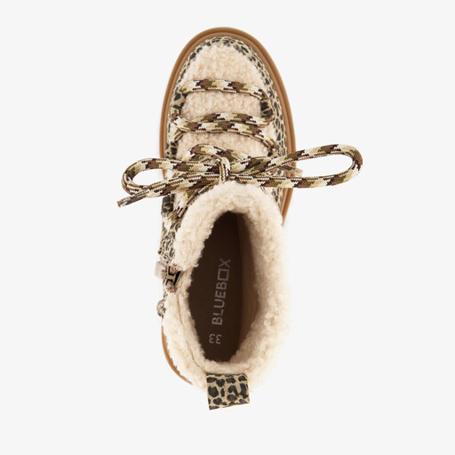 Gevoerde meisjes teddy boots met luipaardprint
