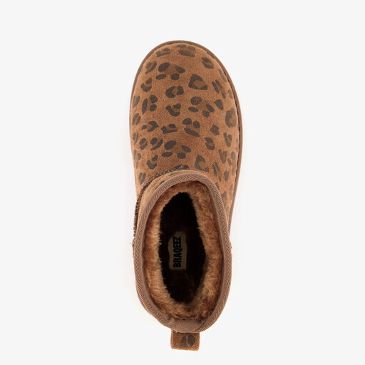 Gevoerde meisjes boots met panterprint bruin