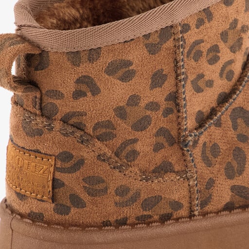 Gevoerde meisjes boots met panterprint bruin
