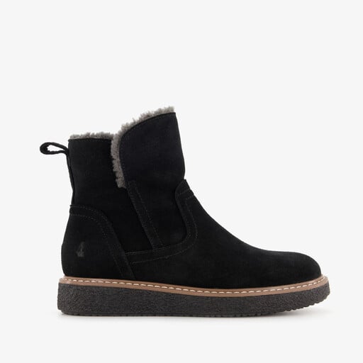 Gevoerde suede dames boots zwart