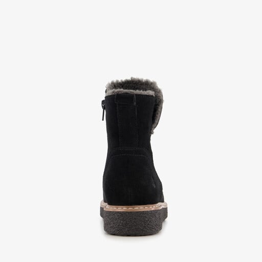 Gevoerde suede dames boots zwart