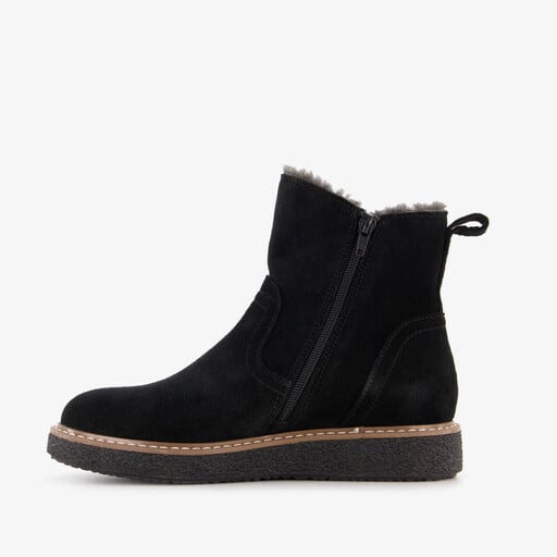 Gevoerde suede dames boots zwart