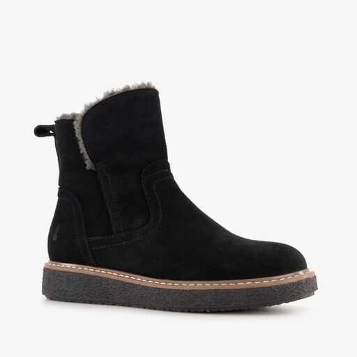 Gevoerde suede dames boots zwart