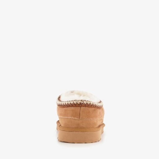 Leren heren pantoffels gevoerd cognac