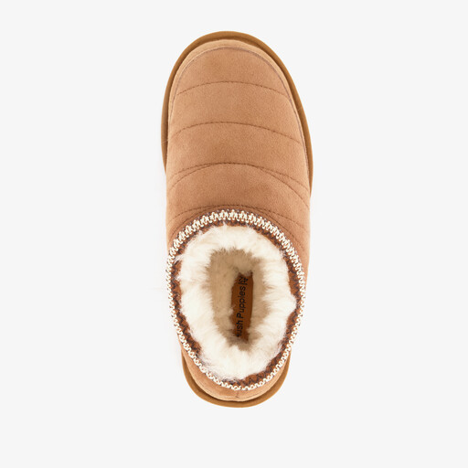 Leren heren pantoffels gevoerd cognac