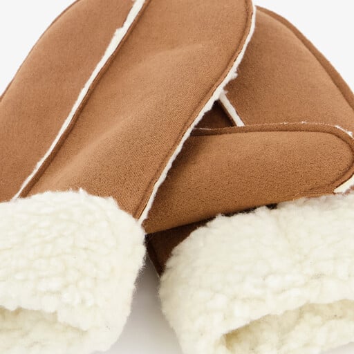 Gewatteerde dames handschoenen bruin