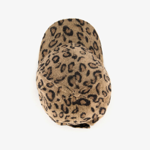 Bouclé dames pet met luipaardprint