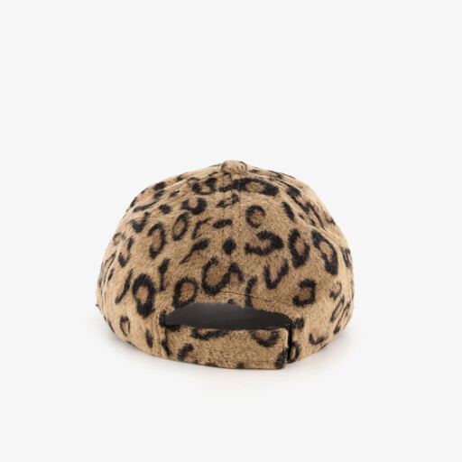 Bouclé dames pet met luipaardprint