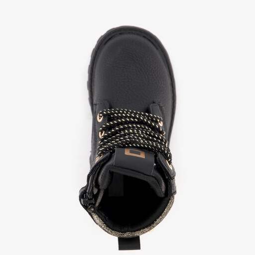 Meisjes veterboots zwart met gouden details