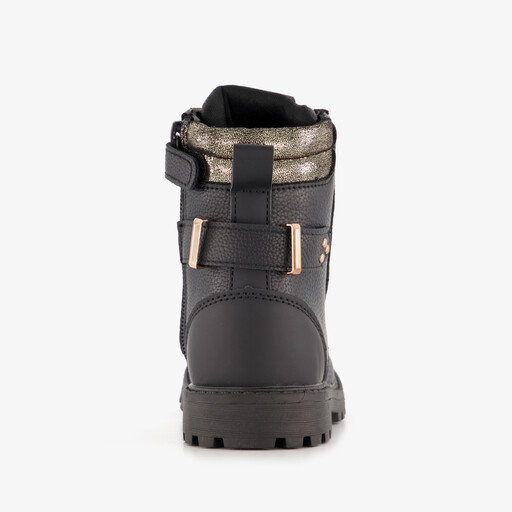 Meisjes veterboots zwart met gouden details