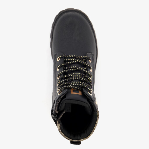 Meisjes veterboots zwart met goud