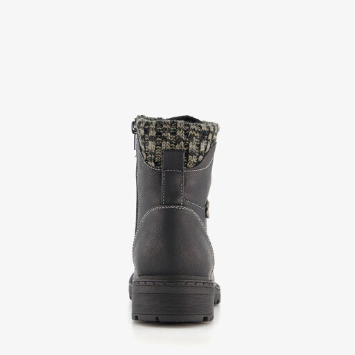 Dames veterboots met gebreid detail zwart