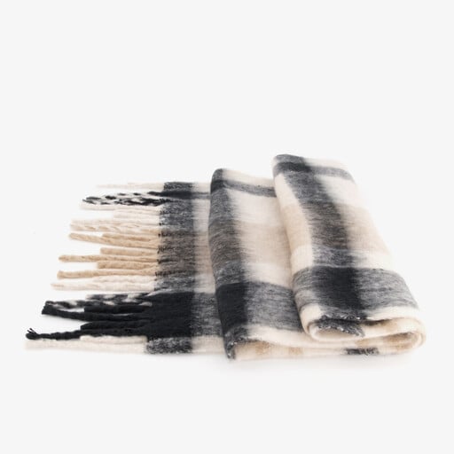 Geruite dames sjaal beige zwart