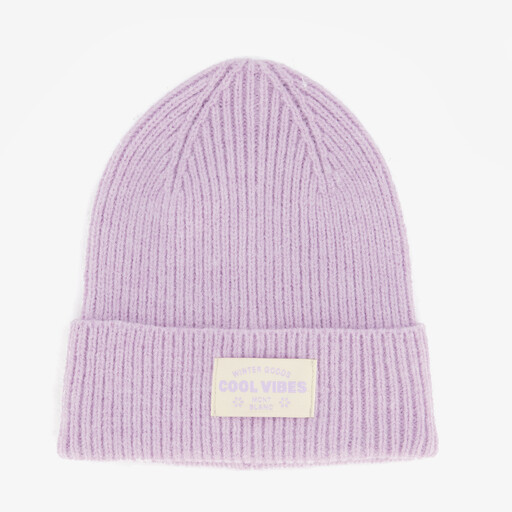 Gebreide dames muts lila