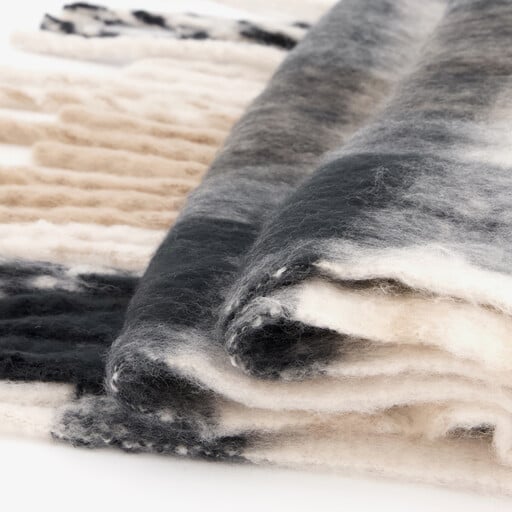 Geruite dames sjaal beige zwart