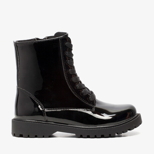 Meisjes lak veterboots zwart