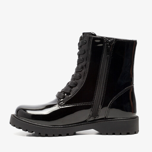 Meisjes lak veterboots zwart