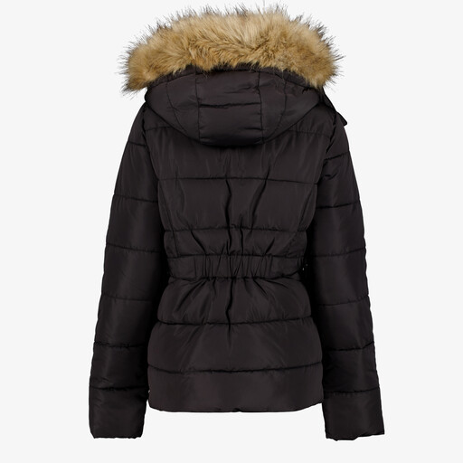 Korte gewatteerde dames winterjas zwart