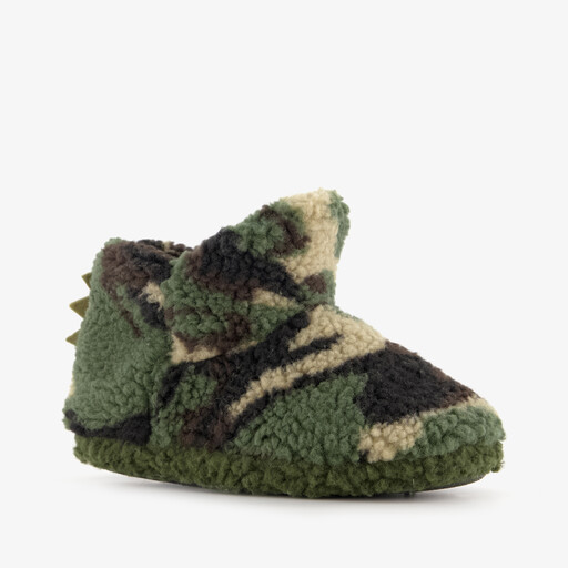 Hoge jongens pantoffels met camouflageprint groen