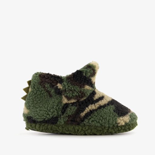 Hoge jongens pantoffels met camouflageprint groen