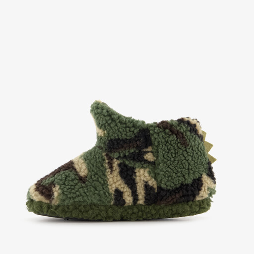 Hoge jongens pantoffels met camouflageprint groen